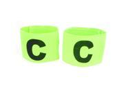 Unique Bargains 2 Pcs Green Elastic Fabric Football Soccer Captain Arm Band Black with Letter C Printed
