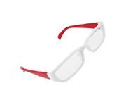 Unique Bargains Lady Rectangular Lens Red White Rim MC Plano Spectacles