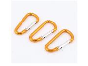 3pcs Orange Aluminum Spring Loaded Carabiner Clip Hook Keychain Ring