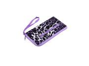 Lady Women Leopard Pattern Zipper Purse Wallet Bag Card Money Holder Purple