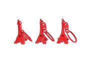 Unique Bargains 3Pcs Eiffel Tower Model Pendant Split Ring Handbag Adorn Keychain Red