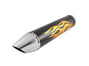 Universal 60mm Inlet Gold Tone Flame Pattern Oval Tip Motorcycle Exhaust Muffler