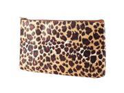 Unique Bargains Coffee Color Black Leopard Printed Cosmetic Bag Makeup Container Brown