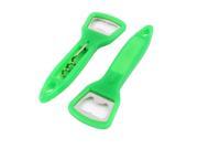 Party Club Bar Home Hotel Plastic Grip Beer Red Wine Bottle Opener Green 2pcs