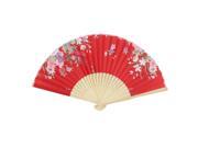 Lady Woman Hollow Out Ribs Houseware Summer Handheld Hand Fan Red