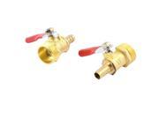 Unique Bargains 2 Pcs 21mm Male Threaded to 8mm Hose Barb Lever Handle Brass Ball Valve Red