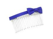 Unique Bargains 3 Length Blue Bowknot Accent Metal Hair Comb Clip Clamp for Lady