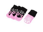 Unique Bargains 2 Pairs Stretchy Cuff Winter Warm Knitted Pet Dog Puppy Socks Pink Black