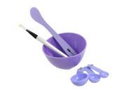 Unique Bargains Women DIY Facial Mask Purple Plastic Stick Brush Gauge Spoon Bowl Kit