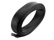 13Ft 30mm Width Black Nylon Expandable Braided Sleeving Cable Wire Protector