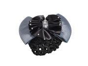Unique Bargains Women Black Double Layers Bowtie Detail Hairclip Hair Pin w Snood Net