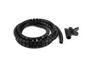 2 Meter 6.6ft 0.6 Inner Dia Black Cable Organizer Wrap Wire Management w Clip