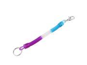 Purple Blue Plastic Stretchy Spring Coil Cord Strap Keychain String Key Carrier