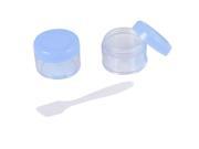 Unique Bargains Plastic Makeup Round Empty Container Baby Blue Clear 2 Pcs w Spoon