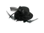 Unique Bargains Unique Bargains Black Sequin Mini Top Hat Headdress Feather Bowknot Decor Hair Clip