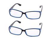 Unique Bargains Single Bridge Clear Lens Plain Glasses Eyeglass Plano Spectacle 2Pcs Blue