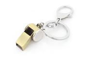 Unique Bargains 1.2 Split Ring Whistle Shape Pendant Keyring Keychain Silver Bronze Tone