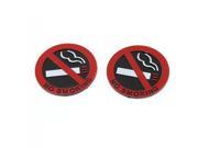 Unique Bargains 2 x Black Red Round Shaped No Smoking Print Sticker Decal for Auto
