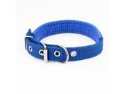 Unique Bargains Blue Faux Leather 2.5cm Width Adjustable Pet Cat Dog Doggy Puppy Collar Rope