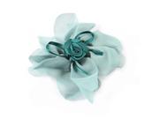 Unique Bargains Girls Green Chiffon Floral Accent 2.4 Long Metal Single Prong Hairclip