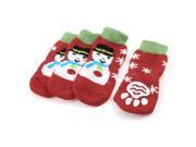 Unique Bargains 2 Pairs Red White Snowman Paw Print Stretchy Cuff Pet Dog Puppy Cat Socks
