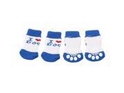 Unique Bargains 2 Pairs White Blue Nonslip Paw Pattern Acrylic Doggie Puppy Pet Socks Size M