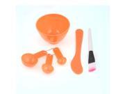 Unique Bargains 4 In 1 Facial Mask Bowl Brush Spoon Stick Tool Face Skin Care Set Orange