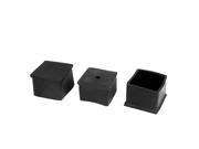45mm x 45mm Black Rubber Square Furniture Leg Cap Foot Cover Protective Tip 3pcs