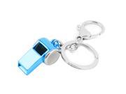 Unique Bargains Whistle Shape Dangling Keyring Keychain Key Holder Silver Tone Blue