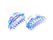 2 Pcs Spring Loaded Plastic 16 Teeth Design Hair Claw Barrette Clamp Clear