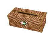 Household Rectangle Design Rose Detail Bamboo Tissue Box Coffee Color