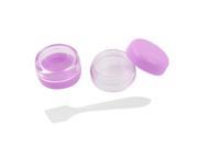 2Pcs Light Purple Cover Plastic Empty Lotion Liquid Cream Cosmetic Jar w Spoon