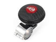 Unique Bargains Textured Checked Decor Metal Handle Steering Wheel Spinner Knob Black for Auto