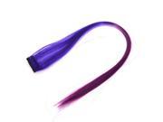 Unique Bargains Costume Party 46cm Length Blue Purple Straight Clip On Hair Wig for Women