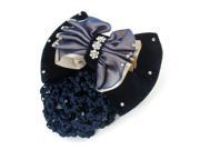 Unique Bargains Lavender Black Bowknot Ornament French Clip Hair Snood Barrette for Ladies
