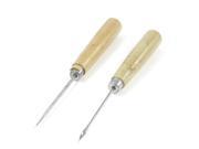 Unique Bargains Pair Wooden Grip Curved Tapered Metal Needle Stitcher Sewing Awls Craft Tool