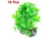 10 Pcs Artificial Clover Shaped Leaf Green Plastic Grass Decor for Fish Tank