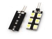 Unique Bargains 2 Pcs G4 Side Pin 5050 SMD 6 LED White Light Signal Spare Bulbs for Automobile