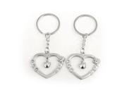 Unique Bargains 2 Pcs Rhinestone Inlay Heart Pendant Keychain Keyring for Lover