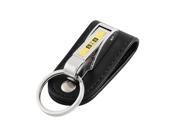 Silver Tone Faux Leather Strap Split Ring Keychain Keyfob Keyring Bag Pendant