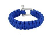 Unique Bargains Outdoor Sports Stainless Steel Shackle Cobra Weave Cord Survival Bracelet Blue