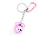 Unique Bargains Pink Alloy Carabiner 3 Bells Dangling Flat Split Ring Keychain Purse Decor