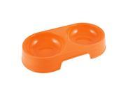 Orange Plastic Dual Sections Cat Puppy Pet Food Water Bowl