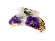 Unique Bargains Bathroom Hairclip Purple Flowers Pattern Plastic Hair Claw for Lady