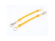 2Pcs Orange Plastic Spiral Stretchy Spring Coil Keychain Strap Key Holder