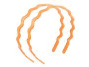 Ladies Wavy Design Orange Plastic Hair Hoop Head Band Ornament 2 Pcs
