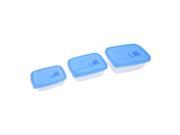3 Pcs Rectangle Shape Bento Container Airtight Food Box Clear Blue