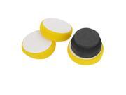3 in 1 Durable Practical Car Washer Round Waxing Sponge Pad w Polishing Wheel Ball Set Yellow Black