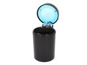 Portable Cylinder Smokeless Ashtray for Car with Blue LED Light Black