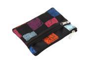 Zippered Grid Pattern Nylon Mesh Toiletry Cosmetic Makeup Bag Coin Pouch Multicolor